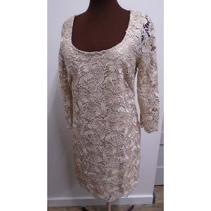 BNWT WHITE HOUSE BLACK MARKET LACE DRESS SHIFT CHAMPAGNE SIZE 8 STUNNING